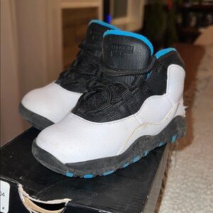 Jordan Kids Black and White Sneakers with Blue Accents